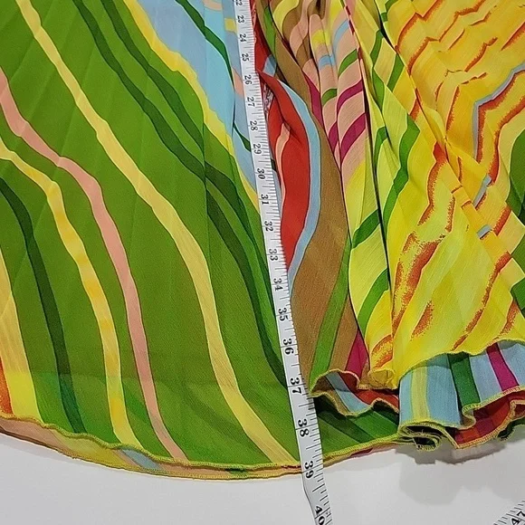Soft Surroundings Striped Colorful Maxi Skirt Pleated Plisse Size TM